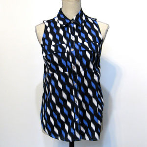 Michael Kors Blue Pattern Sleeveless Top Size S
